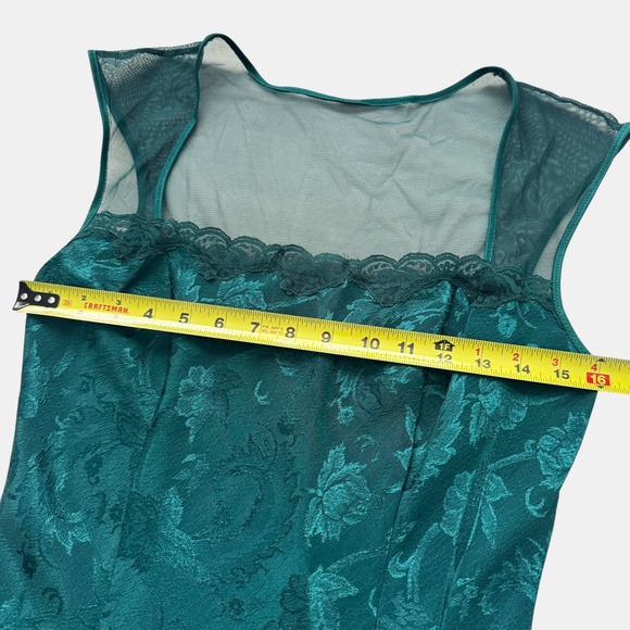 Victoria's Secret Green Slip Dress Maxi Side Slit Vintage Gold Label Size M - Picture 6 of 10